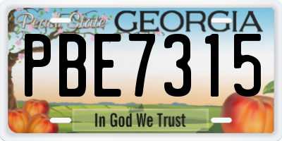 GA license plate PBE7315