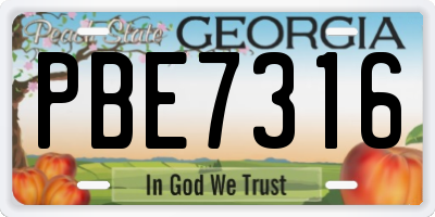 GA license plate PBE7316
