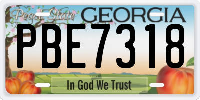 GA license plate PBE7318