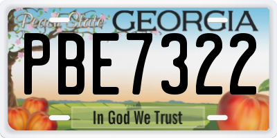 GA license plate PBE7322