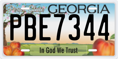 GA license plate PBE7344