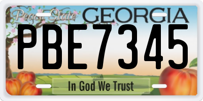 GA license plate PBE7345