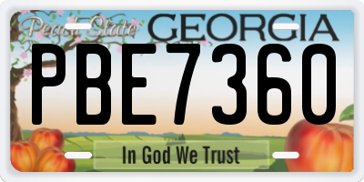 GA license plate PBE7360
