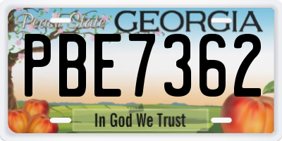 GA license plate PBE7362