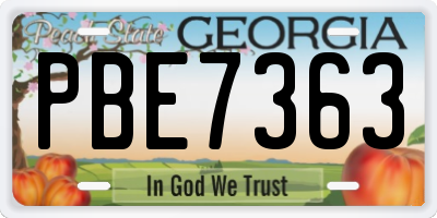 GA license plate PBE7363
