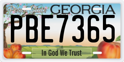 GA license plate PBE7365