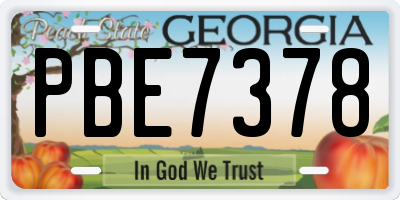 GA license plate PBE7378