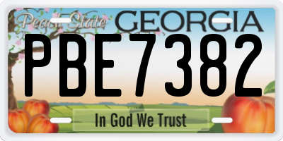 GA license plate PBE7382