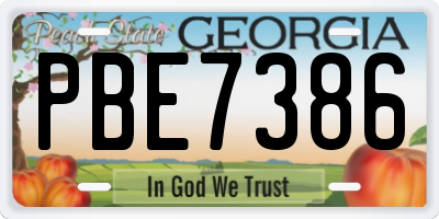 GA license plate PBE7386