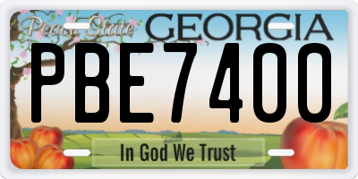 GA license plate PBE7400