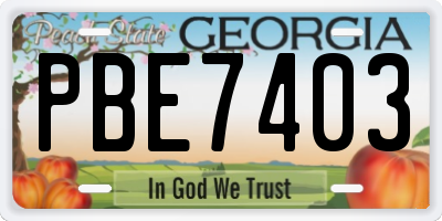 GA license plate PBE7403