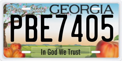 GA license plate PBE7405