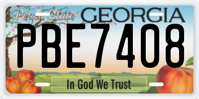 GA license plate PBE7408