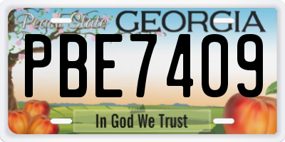 GA license plate PBE7409
