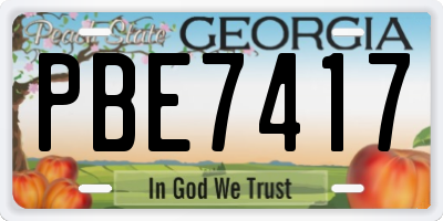 GA license plate PBE7417