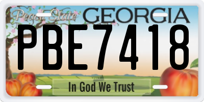 GA license plate PBE7418