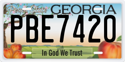 GA license plate PBE7420