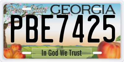 GA license plate PBE7425