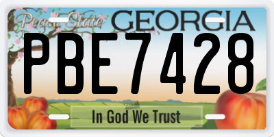 GA license plate PBE7428