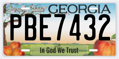 GA license plate PBE7432
