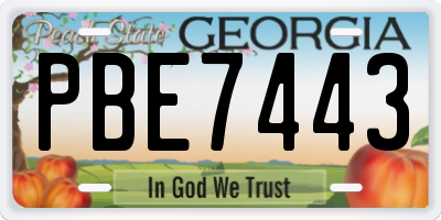 GA license plate PBE7443