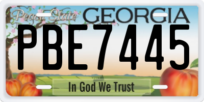 GA license plate PBE7445