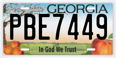 GA license plate PBE7449