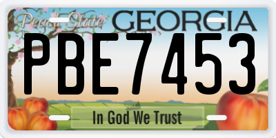 GA license plate PBE7453