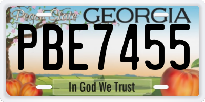 GA license plate PBE7455