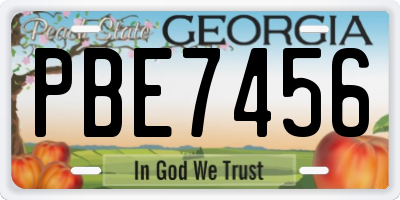 GA license plate PBE7456