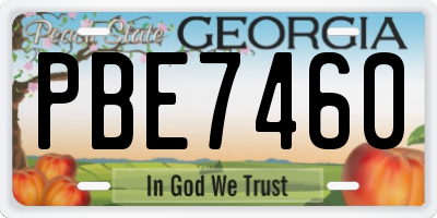 GA license plate PBE7460