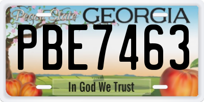 GA license plate PBE7463