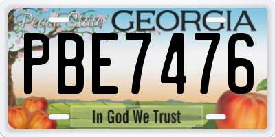 GA license plate PBE7476