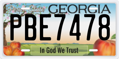 GA license plate PBE7478
