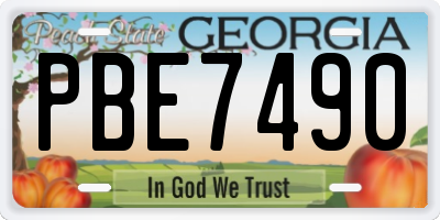 GA license plate PBE7490