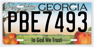 GA license plate PBE7493