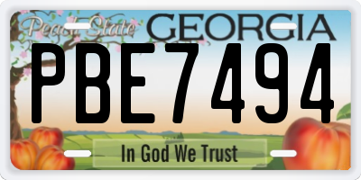 GA license plate PBE7494