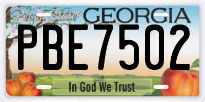 GA license plate PBE7502