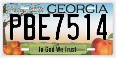 GA license plate PBE7514