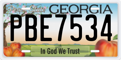 GA license plate PBE7534
