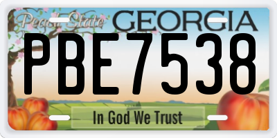 GA license plate PBE7538