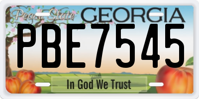 GA license plate PBE7545