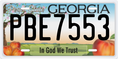 GA license plate PBE7553
