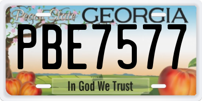 GA license plate PBE7577