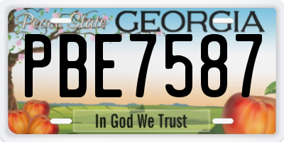 GA license plate PBE7587