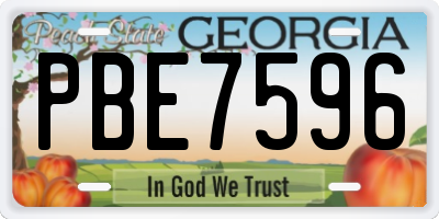 GA license plate PBE7596