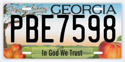 GA license plate PBE7598