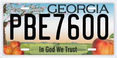 GA license plate PBE7600