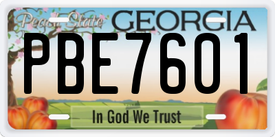 GA license plate PBE7601