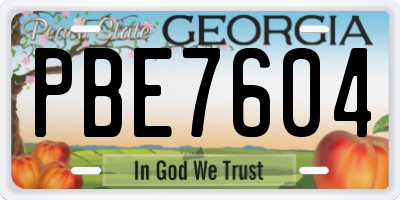 GA license plate PBE7604